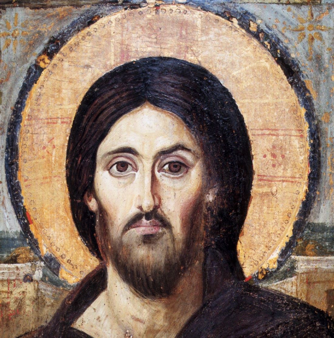 Hristos Pantokrator iz manastira Svete Katarine na Sinaju, enkaustička ikona iz 6. vijeka; izvor: Wikipedia.